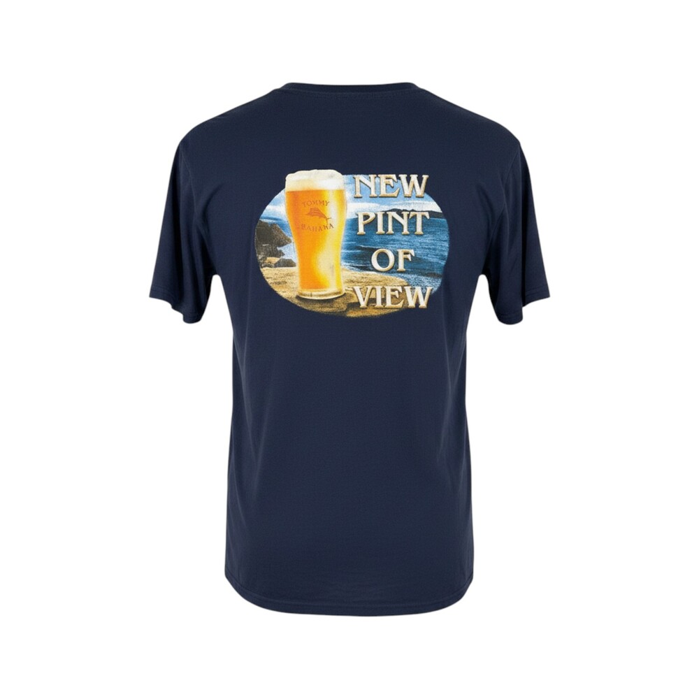 Tommy Bahama Tee Shirt Men's M Navy Blue New Point of View on Back NWOT
